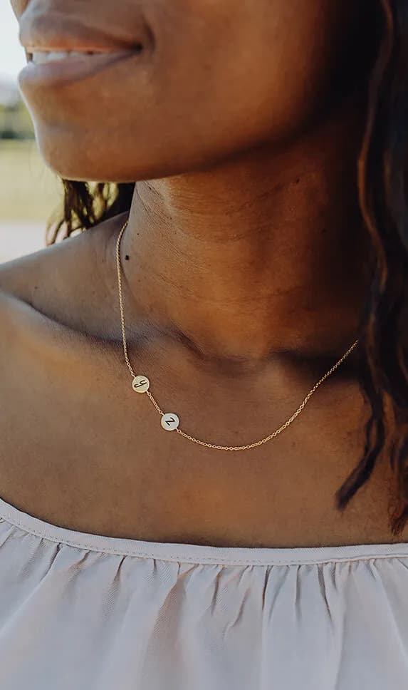 Ketting met 2 bedels | Gepersonaliseerde ketting met 2 initialen of geboortestenen | gftd. jewelry
