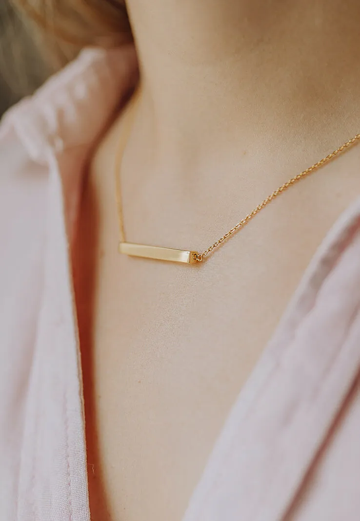 Asjuweel 'The Bar' | Staafvormige ashanger met ketting in zilver of goud | gftd. jewelry