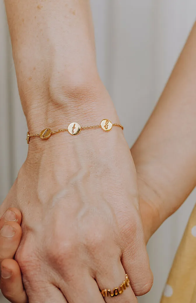 Armband met 5 bedels | Gepersonaliseerde letterarmband met 5 initialen of geboortestenen | gftd. jewelry