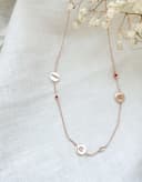 Initialen ketting 6 bedels rose verguld groot gezin gepersonaliseerd gftd. jewelry