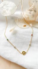 Ketting 5 bedels uitgefreesde letters handschriftlettertype gftd. jewelry