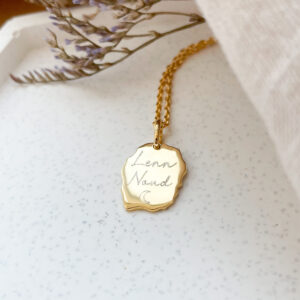 medaillon voor gravure, ketting met vingerprint, ketting met geboortebloem, gepersonaliseerde ketting, gftd. jewelry