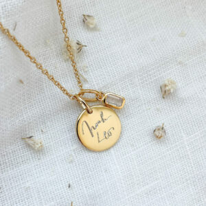 medaillon voor gravure, ketting met vingerprint, ketting met geboortebloem, gepersonaliseerde ketting, gftd. jewelry