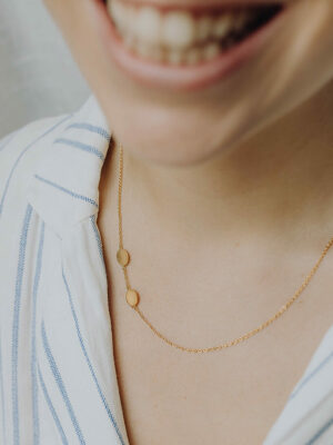 gftd. jewelry ketting met 2 bedels voor gravure, ketting met vingerprint, ketting met geboortebloem, gepersonaliseerde ketting, gftd. jewelry