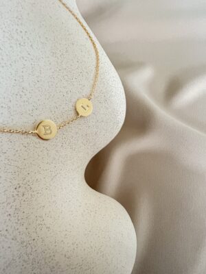 Ketting met 2 bedels voor gravure (rond/ovaal)