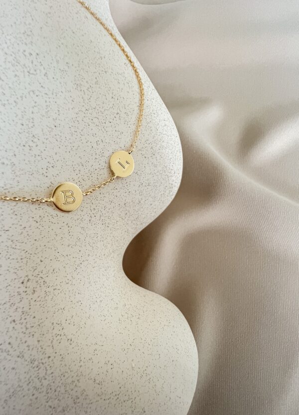 Ketting met 2 bedels voor gravure (rond/ovaal)